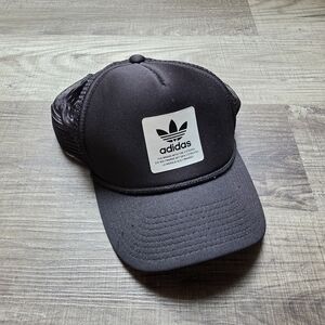 Adidas Black Mesh Trucker Hat with White Trefoil Patch